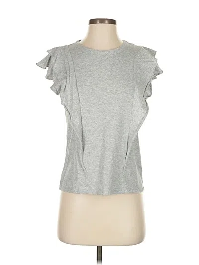 Pre-owned Dylan Short Sleeve Top Gray Ruffles Neckline Tops