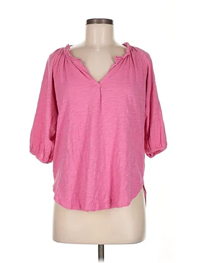 Pre-owned Dylan Short Sleeve Top Pink Keyhole Neckline Tops