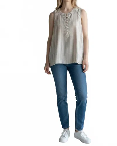 Dylan Sleeveless A-line Top In Khaki In Blue