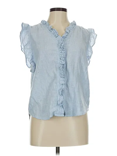 Pre-owned Dylan Sleeveless Button Down Shirt In Blue