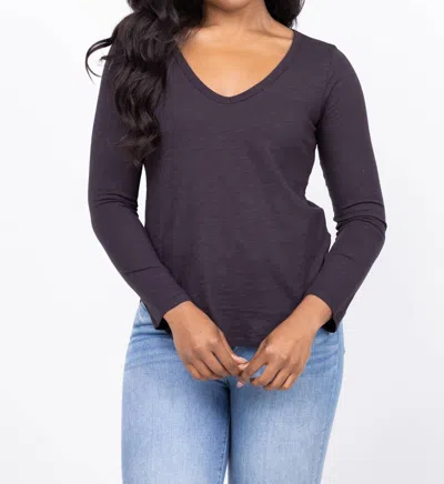 Dylan Soft Cotton Slub Long Sleeve Tee In Ranch Black In Multi