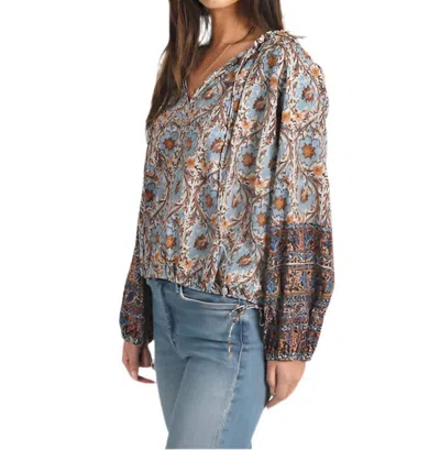 Dylan Talia Printed Blouse In Denim/brown In Multi