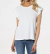 Dylan Tulsa Ruffle Sleeve Tee In White In White