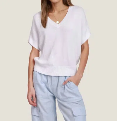 Dylan V-neck Short Sleeve Sweater In Soft White