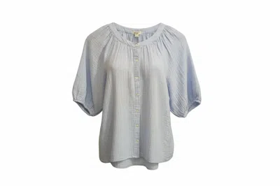 Dylan Women's Button-up Elbow Sleeve Top In Sky In Blue