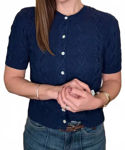 Dylan Women's Cable Knit Cardigan In Navy In Blue