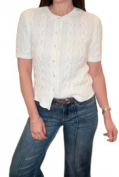 Dylan Women's Cable Knit Cardigan In White