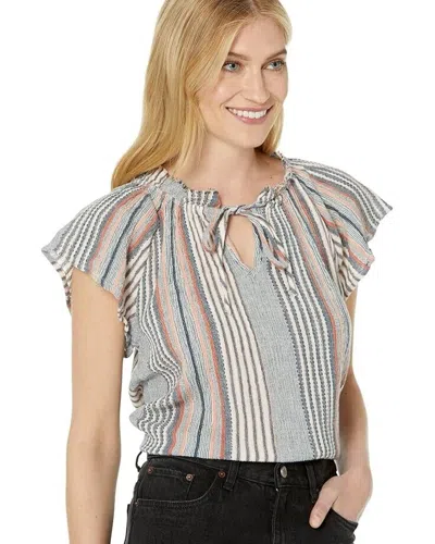 Dylan Women's  By True Grit Rae Down To Earth Top Gray Striped Blouse Jdm941 In White
