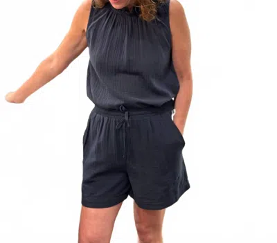 Dylan Women's Gauze Drawstring Short In Soft Black In Blue