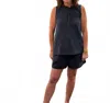 Dylan Women's Gauze Ruffle Neck Sleeveless Top In Soft Black In Black