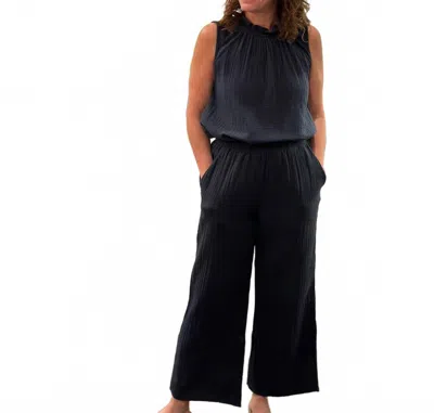 Dylan Women's Gauze Wide Leg Pants In Soft Black In Multi