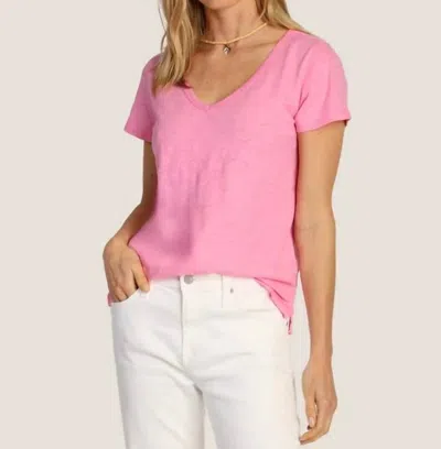 Dylan Women's Short Sleeve Deep V-tee In Love Pink In Multi