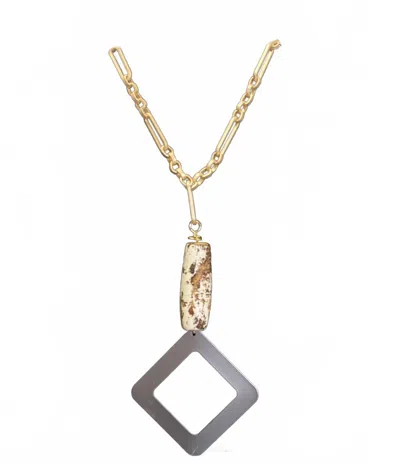 Dylan Women's Stone And Metal Necklace In Gold