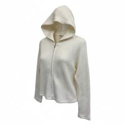 Dylan Women's Zip Hoodie Cable Jacket In Winter White