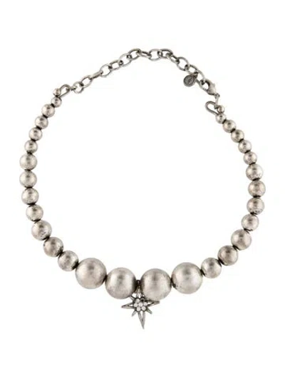 Pre-owned Dylanlex Crystal Gilded West Beaded Choker Necklace, 15" In Transparent