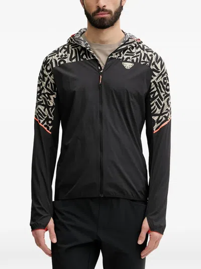 Dynafit Abstract-print Hooded Jacket In Black