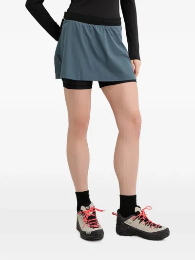 Dynafit Logo-print Panelled Skirt In 蓝色