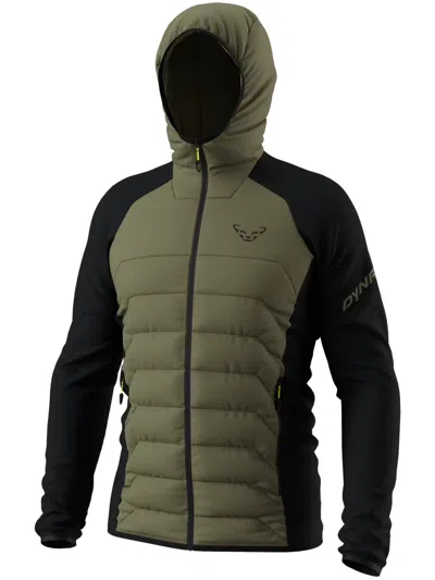 Dynafit Padded Quilted Hybrid Jacket With Hood And Zippered Pockets In Green