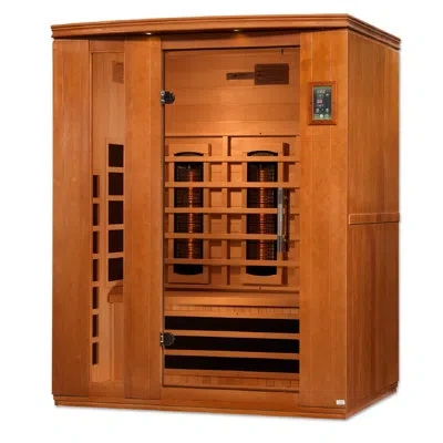 Dynamic Saunas Dynamic Infrared Lugano 3 - Person Indoor Bluetooth Compatible Far Infrared Sauna In Hemlock In Brown