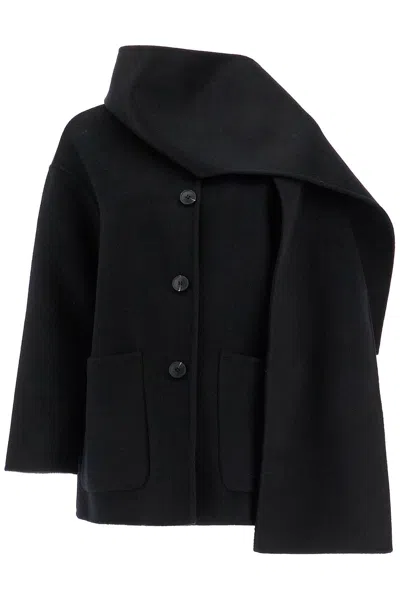 Dynamis Studio Cappotto Antwerp Con Scialle Incorporato In Black