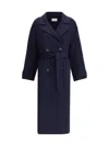 Dynamis Studio Double-breasted Long Coat In Blue
