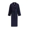 Dynamis Studio Double-breasted Long Coat In Blue