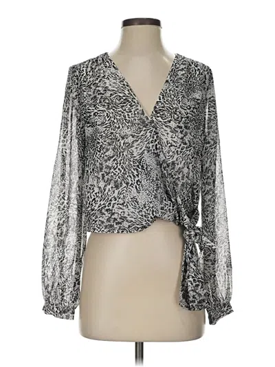 Pre-owned Dynamite Long Sleeve Blouse In Silver