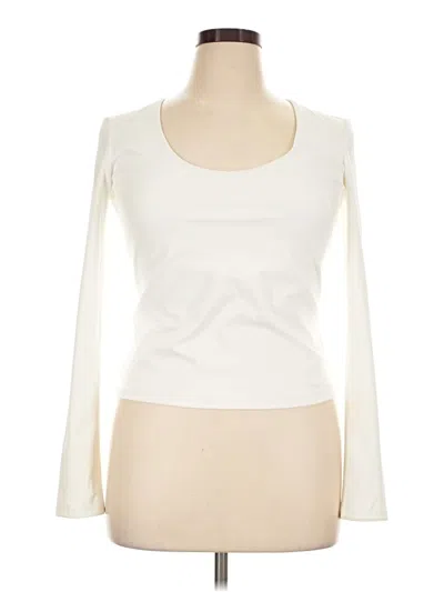 Pre-owned Dynamite Long Sleeve Top Ivory Scoop Neck Tops
