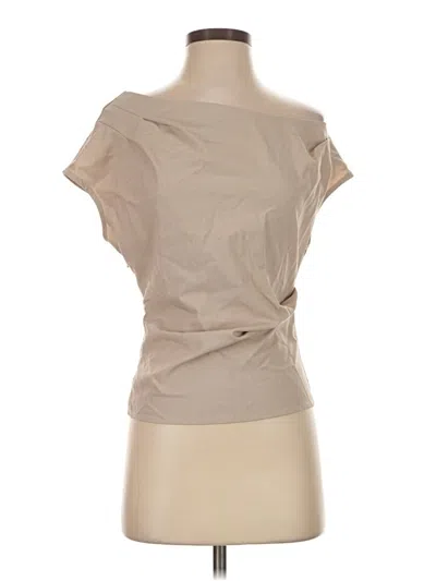Pre-owned Dynamite Short Sleeve Top Tan One Shoulder Neckline Tops