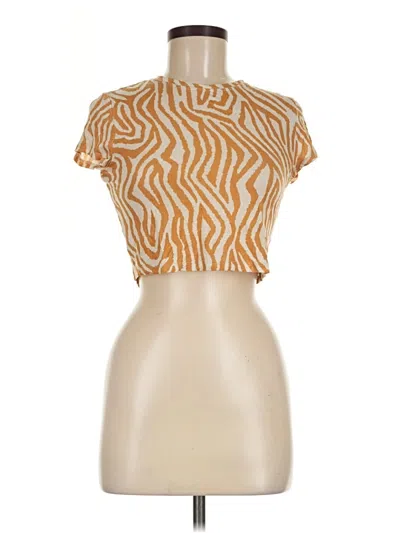 Pre-owned Dynamite Short Sleeve Turtleneck In Gold