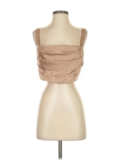 Pre-owned Dynamite Sleeveless Top Tan Strapless Neckline Tops In Brown