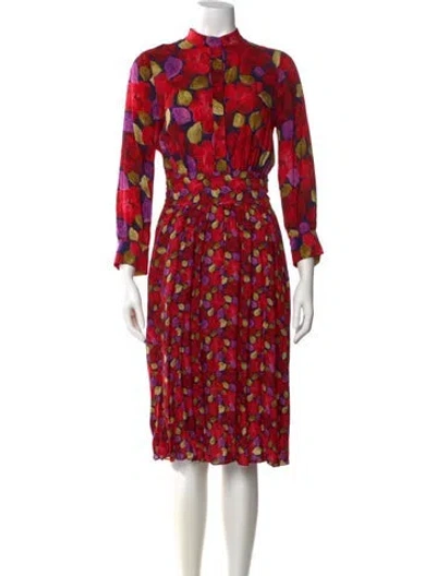Pre-owned Dyvna Floral Print Midi Length Dress In Red