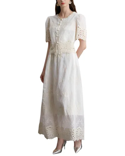 Dza 2p Blouse & Skirt Set In White