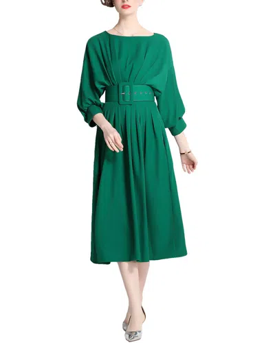 Dza 3/4-sleeve Midi Dress In Green