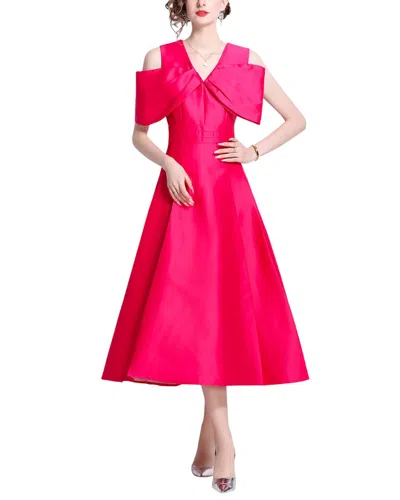 Dza Off-the-shoulder Midi Dress In Pink