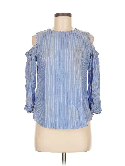 Pre-owned E&m Collection 3/4 Sleeve Blouse In Blue