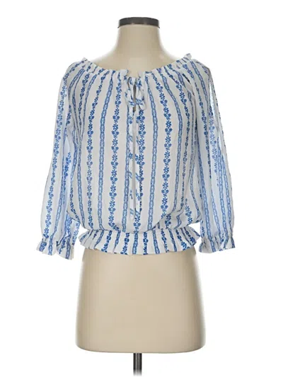 Pre-owned E&m Collection 3/4 Sleeve Blouse In Blue