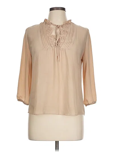 Pre-owned E&m Collection 3/4 Sleeve Blouse In Brown