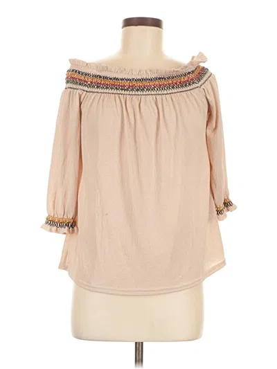 Pre-owned E&m Collection 3/4 Sleeve Blouse In Brown