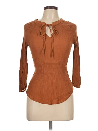 Pre-owned E&m Collection 3/4 Sleeve Blouse In Brown