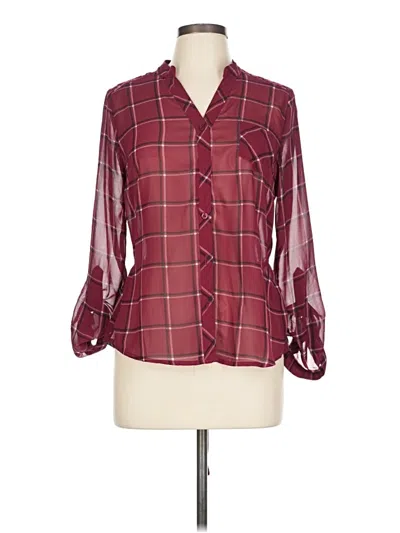 Pre-owned E&m Collection 3/4 Sleeve Blouse In Burgundy