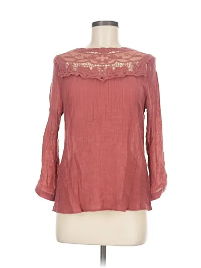 Pre-owned E&m Collection Long Sleeve Blouse In Burgundy