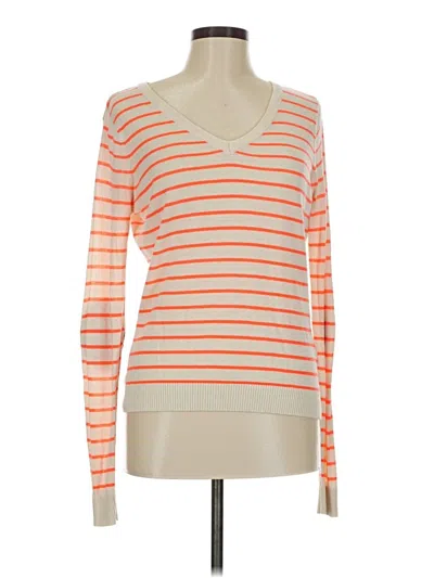 Pre-owned E&m Collection Long Sleeve Top Orange V Neck Tops