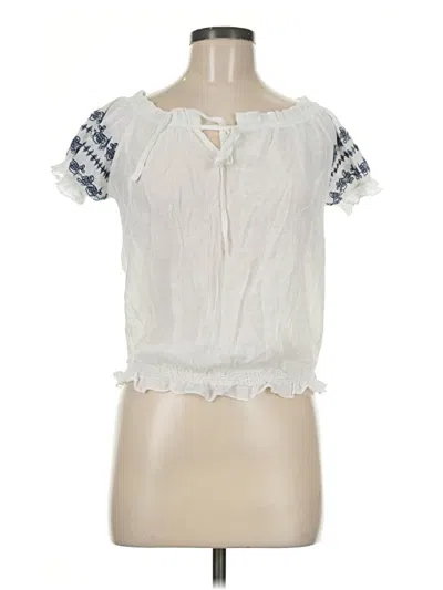 Pre-owned E&m Collection Short Sleeve Blouse In Ivory