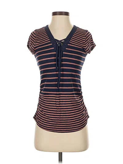 Pre-owned E&m Collection Short Sleeve Henley Shirt In Blue