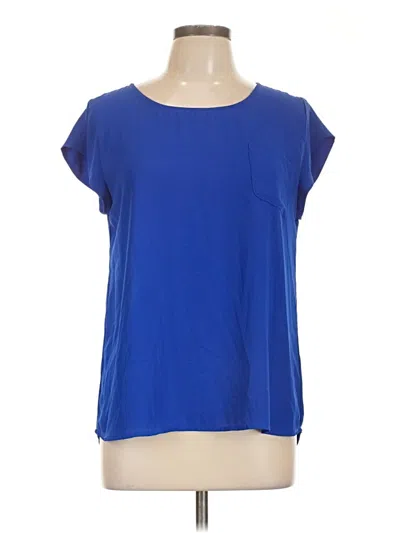 Pre-owned E&m Collection Short Sleeve Top Blue Scoop Neck Tops