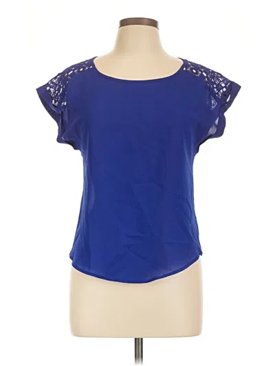 Pre-owned E&m Collection Short Sleeve Top Blue Scoop Neck Tops