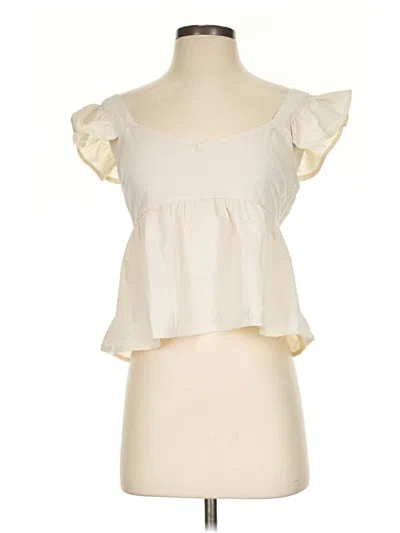 Pre-owned E&m Collection Short Sleeve Top Ivory Sweetheart Neckline Tops