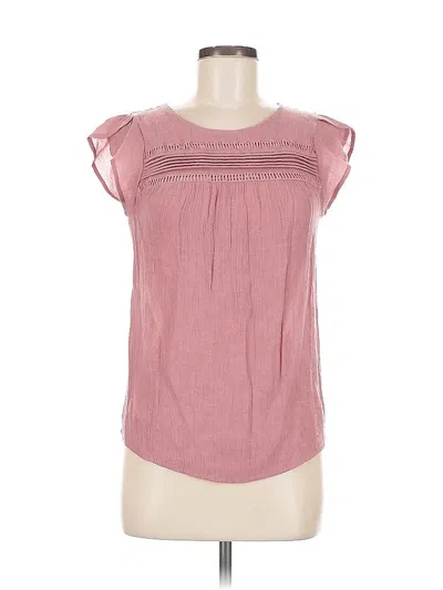 Pre-owned E&m Collection Short Sleeve Top Pink Ruffles Neckline Tops