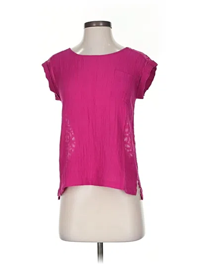Pre-owned E&m Collection Short Sleeve Top Pink Scoop Neck Tops